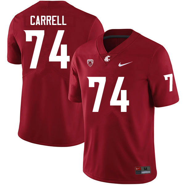 Men #74 Sam Carrell Washington State Cougars College Football Jerseys Sale-Crimson